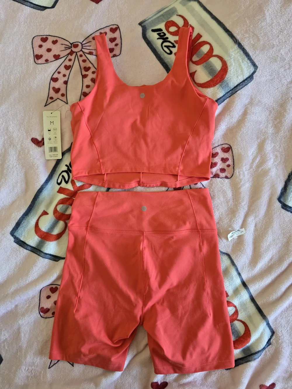 Neutral Zone Coral Tank and Biker Short Set - Seamless Active Two-Piece
